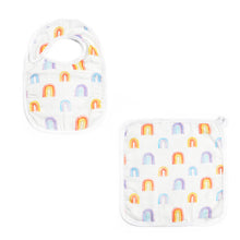 Load image into Gallery viewer, Bamboo Muslin Snap Bib + Washcloth Set _ Rainbow