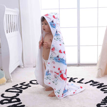 Load image into Gallery viewer, Silky Muslin Hooded Bath Towel _ Holiday Ski