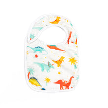 Load image into Gallery viewer, Bamboo Muslin Snap Bib _ Dinosaur