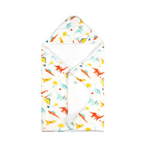 Load image into Gallery viewer, Silky Muslin Hooded Bath Towel _ Dinosaur