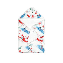 Load image into Gallery viewer, Bamboo Muslin Hooded Bath Towel _ Holiday Ski