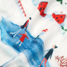 Load image into Gallery viewer, Bamboo Muslin Hooded Bath Towel _ Holiday Ski