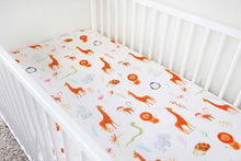Load image into Gallery viewer, Silky Muslin Fitted Crib Sheet Animal Kingdom