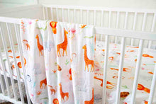 Load image into Gallery viewer, Silky Muslin Fitted Crib Sheet Animal Kingdom