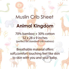 Load image into Gallery viewer, Silky Muslin Fitted Crib Sheet Animal Kingdom