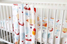 Load image into Gallery viewer, Silky Muslin Fitted Crib Sheet Space Odyssey
