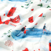 Load image into Gallery viewer, Silky Muslin Swaddle Blanket _ Holiday Ski
