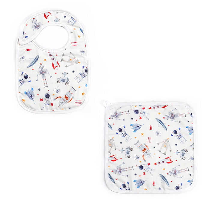 Bamboo Muslin Snap Bib + Washcloth Set _ Spaceman