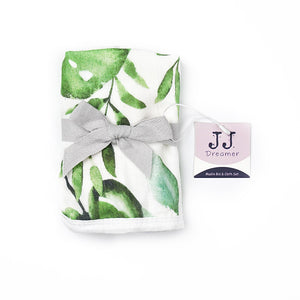 Silky Muslin Snap Bib + Washcloth Set _ Rainforest