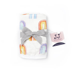 Silky Muslin Snap Bib + Washcloth Set _ Rainbow