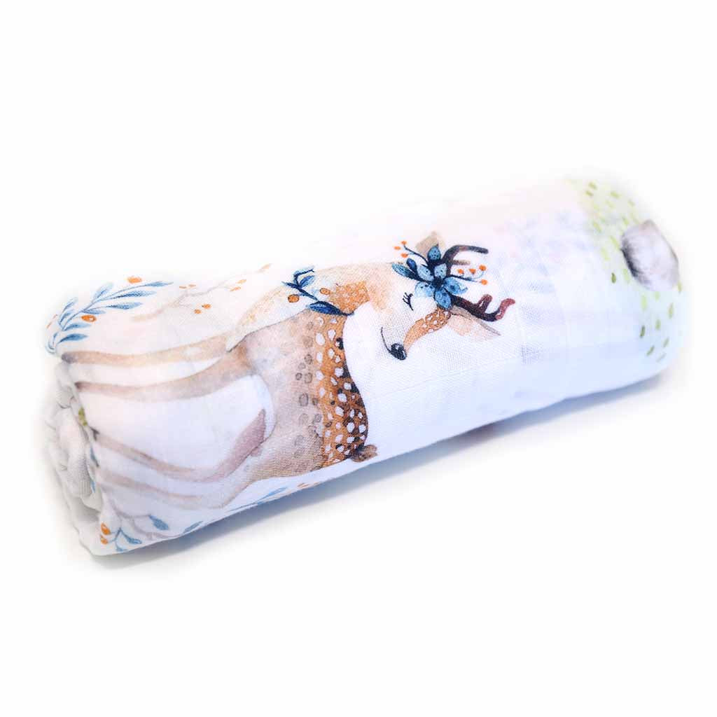 Silky Muslin Swaddle Blanket Dreamy Deer