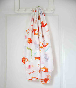 Silky Muslin Swaddle Blanket Animal Kingdom