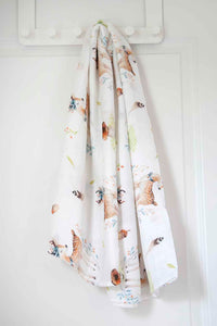 Silky Muslin Swaddle Blanket Dreamy Deer