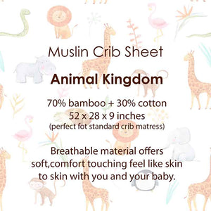 Silky Muslin Fitted Crib Sheet Animal Kingdom