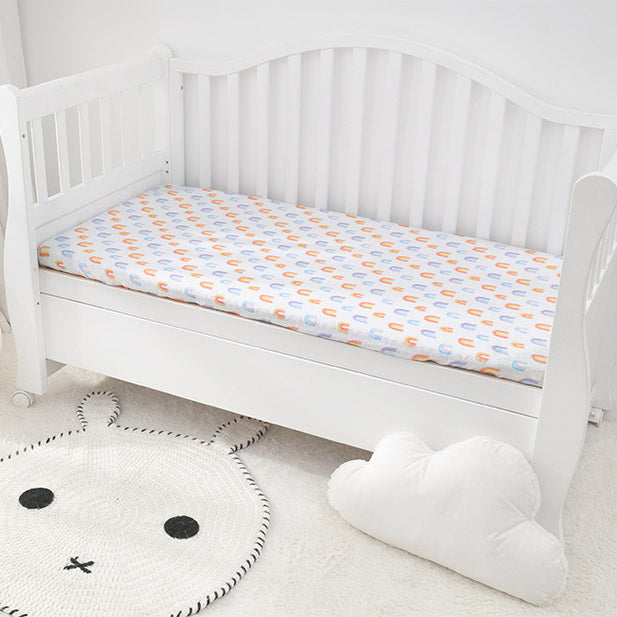 Silky Muslin Fitted Crib Sheet Rainbow