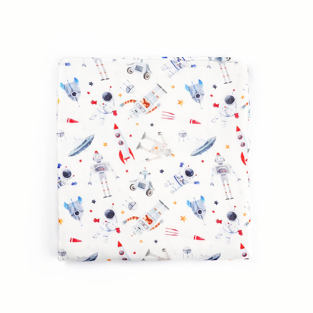 Silky Muslin Fitted Crib Sheet Spaceman