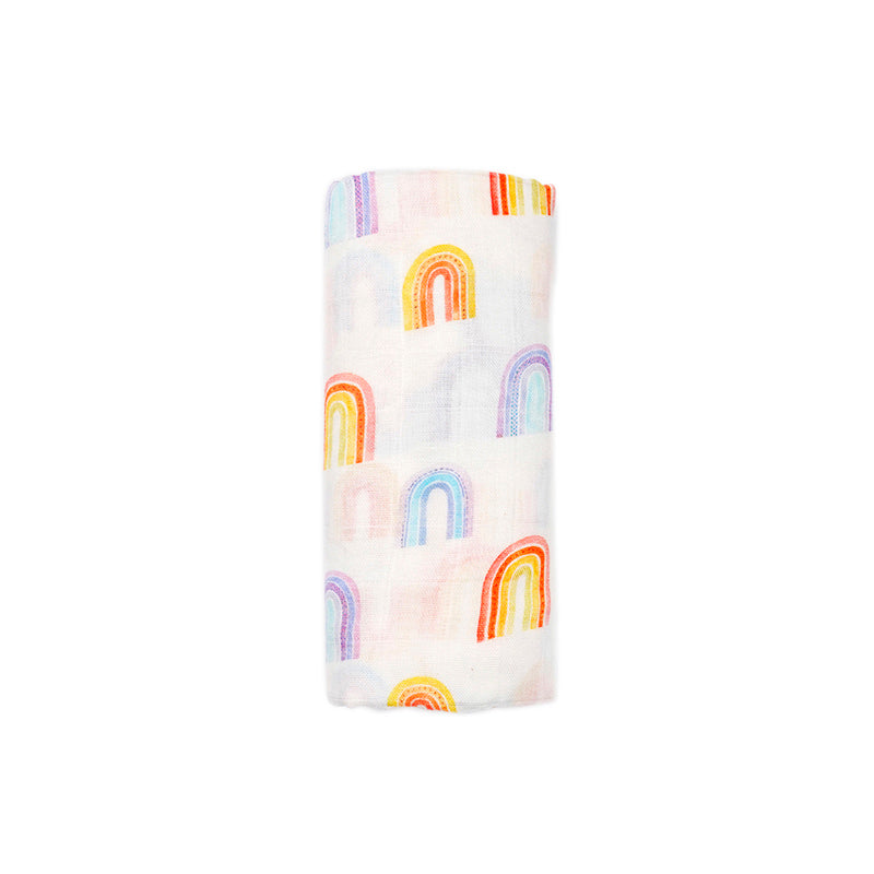 Silky Muslin Swaddle Blanket Rainbow