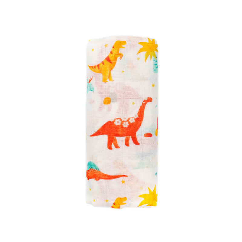 Silky Muslin Swaddle Blanket Dinosaur