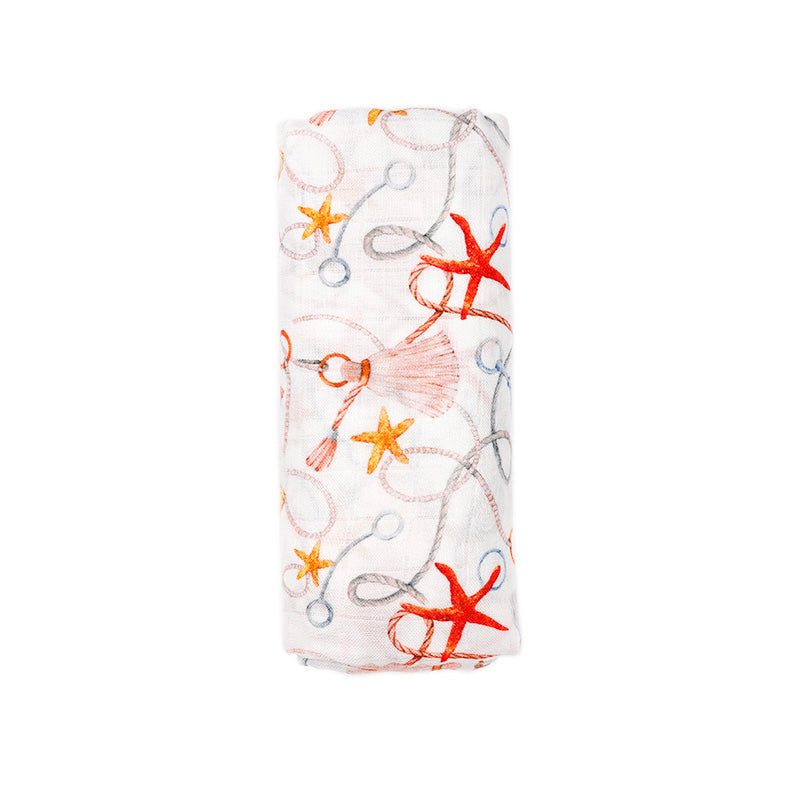 Silky Muslin Swaddle Blanket Starfish